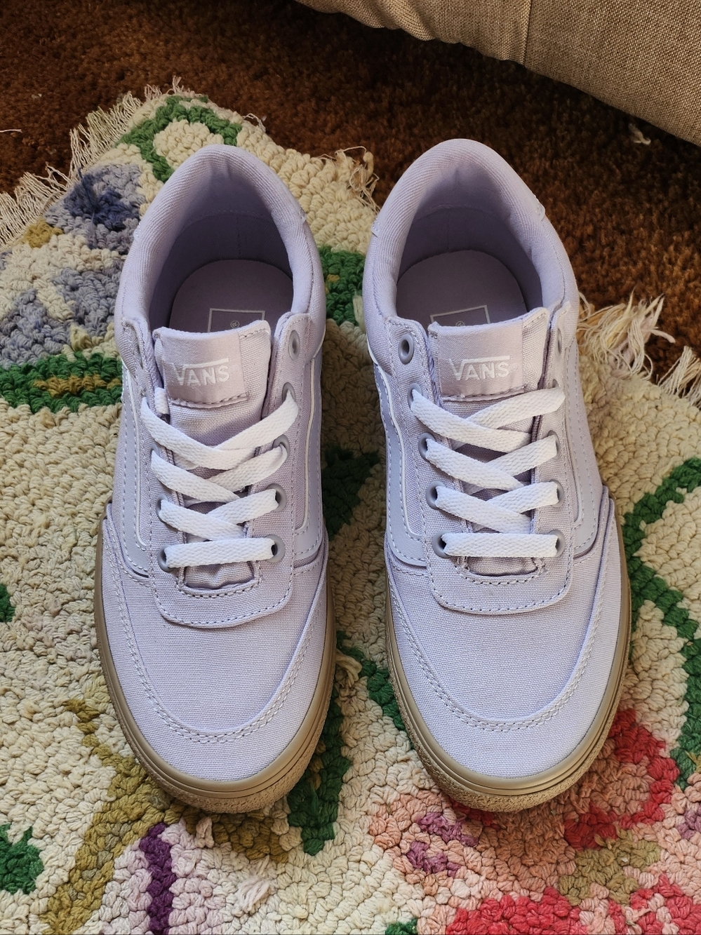 Vans Lavender Canvas Old Skool Trainers with Cream Sole - Picture 2 of 4